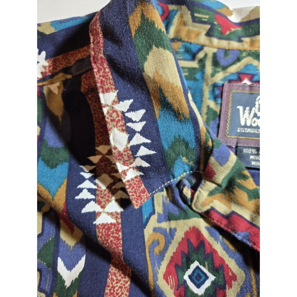 Vintage 90's Woolrich Button Up Shirt Mens XL Aztec Southwestern Tribal Pattern - Picture 6 of 11